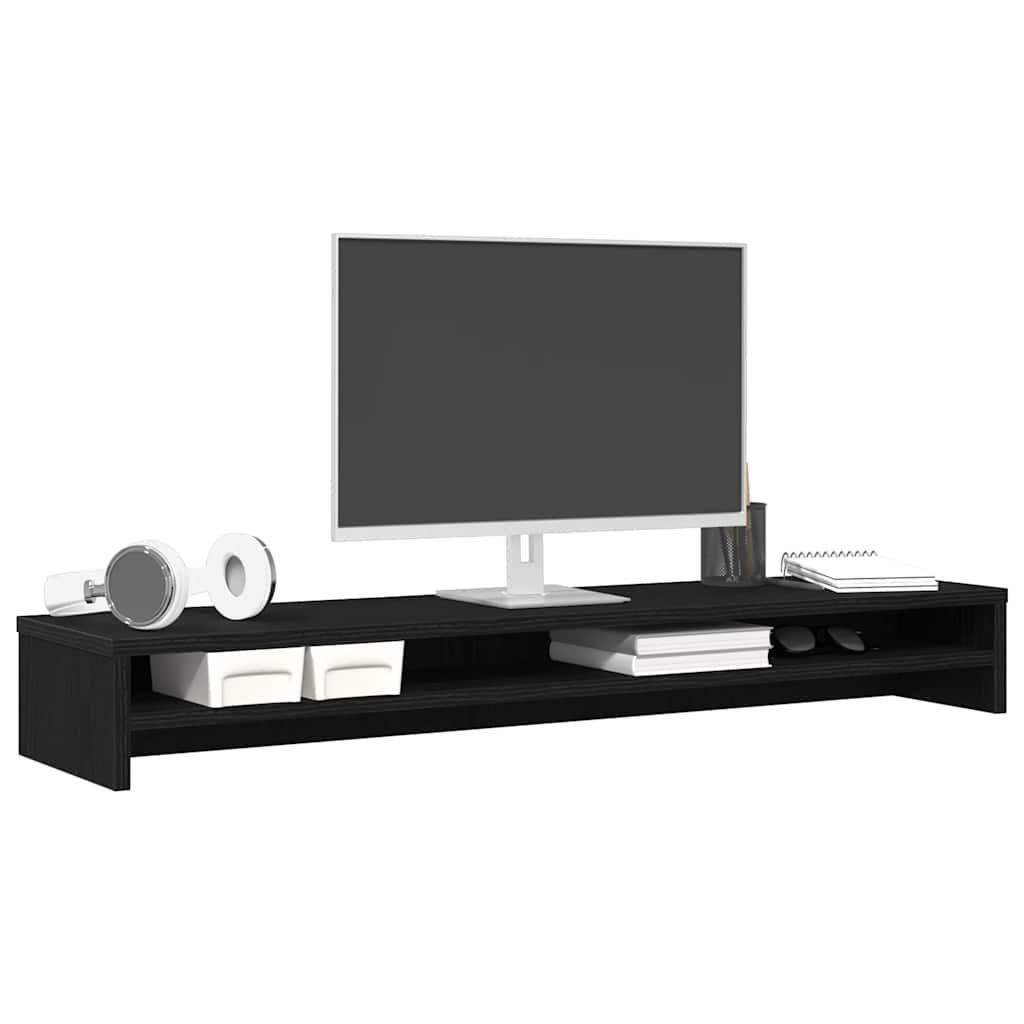 Monitor Stand Black Oak 100X24X13 Cm Engineered Wood