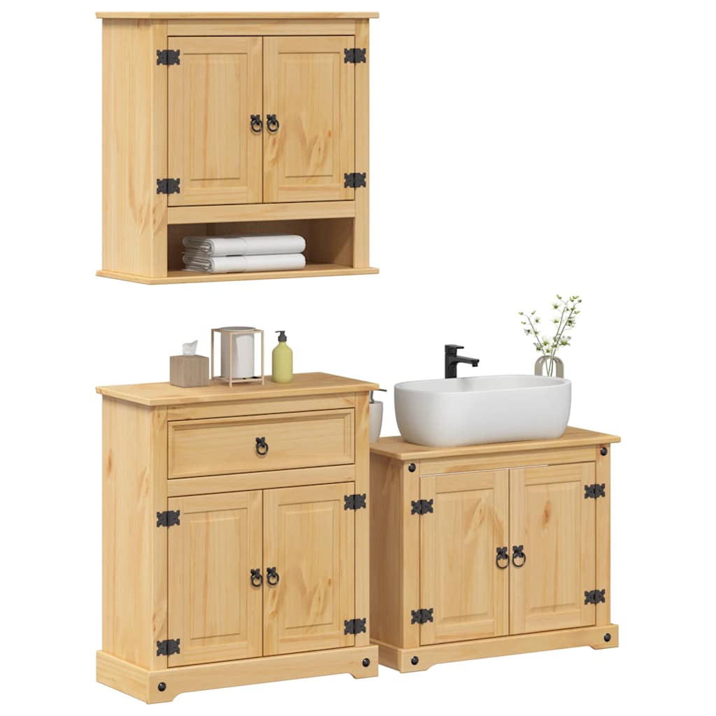 2 Piece Bathroom Furniture Set Corona Solid Wood Pine