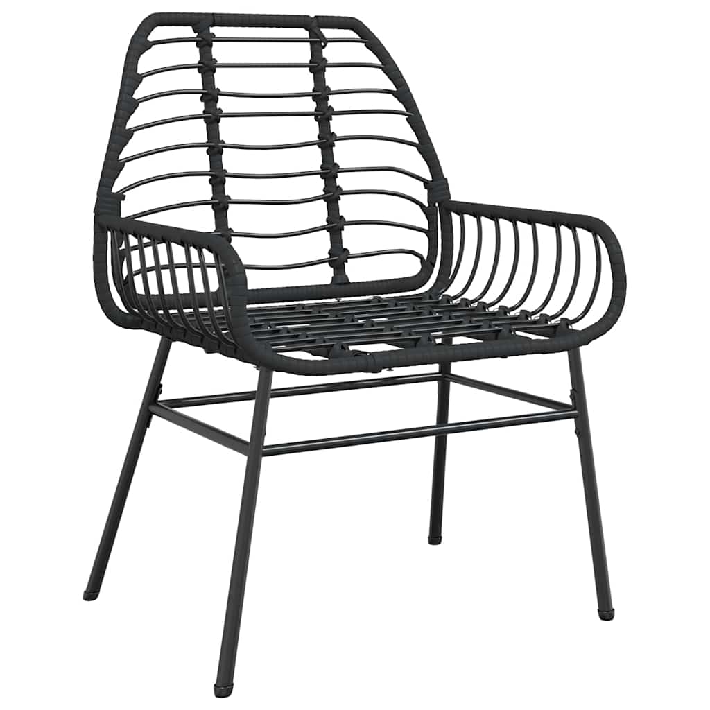 3 Piece Garden Dining Set Poly Rattan Glass Black