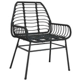 3 Piece Garden Dining Set Poly Rattan Glass Black