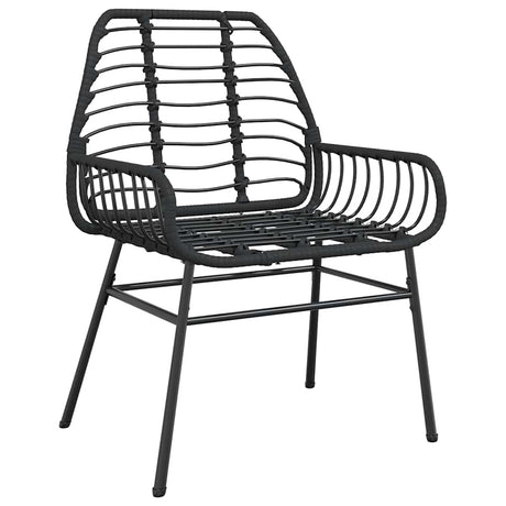 3 Piece Garden Dining Set Poly Rattan Glass Black