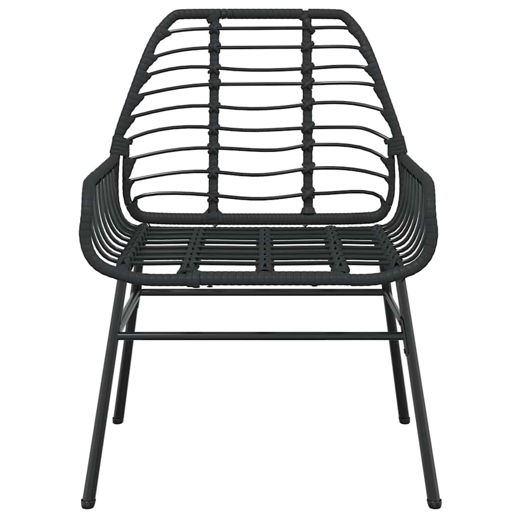 3 Piece Garden Dining Set Poly Rattan Glass Black