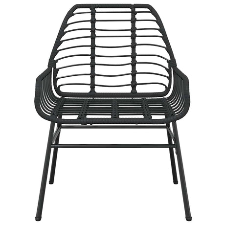 3 Piece Garden Dining Set Poly Rattan Glass Black