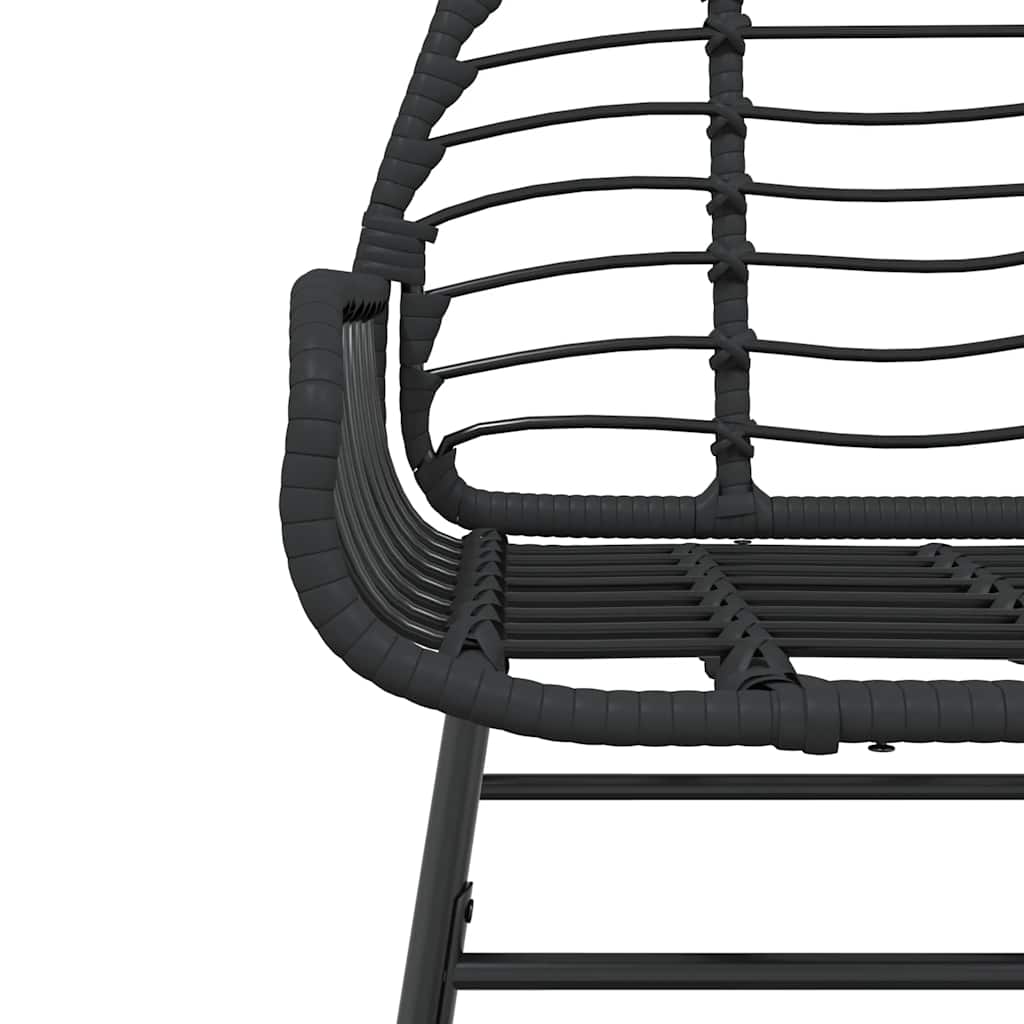 3 Piece Garden Dining Set Poly Rattan Glass Black