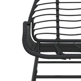 3 Piece Garden Dining Set Poly Rattan Glass Black