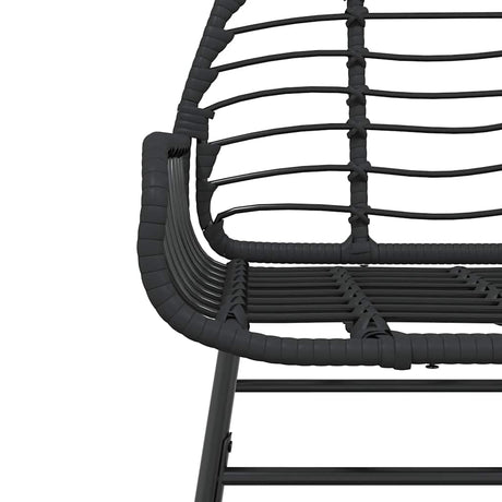 3 Piece Garden Dining Set Poly Rattan Glass Black