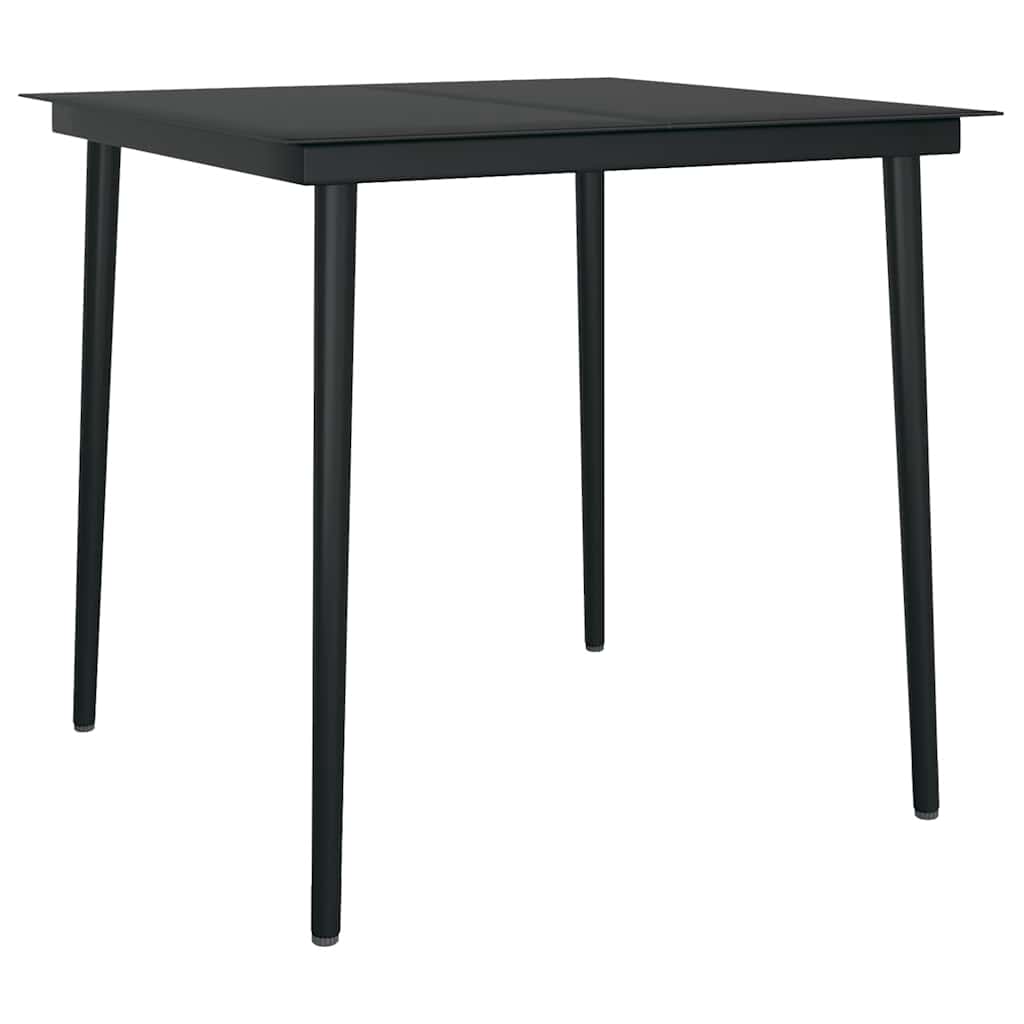3 Piece Garden Dining Set Poly Rattan Glass Black