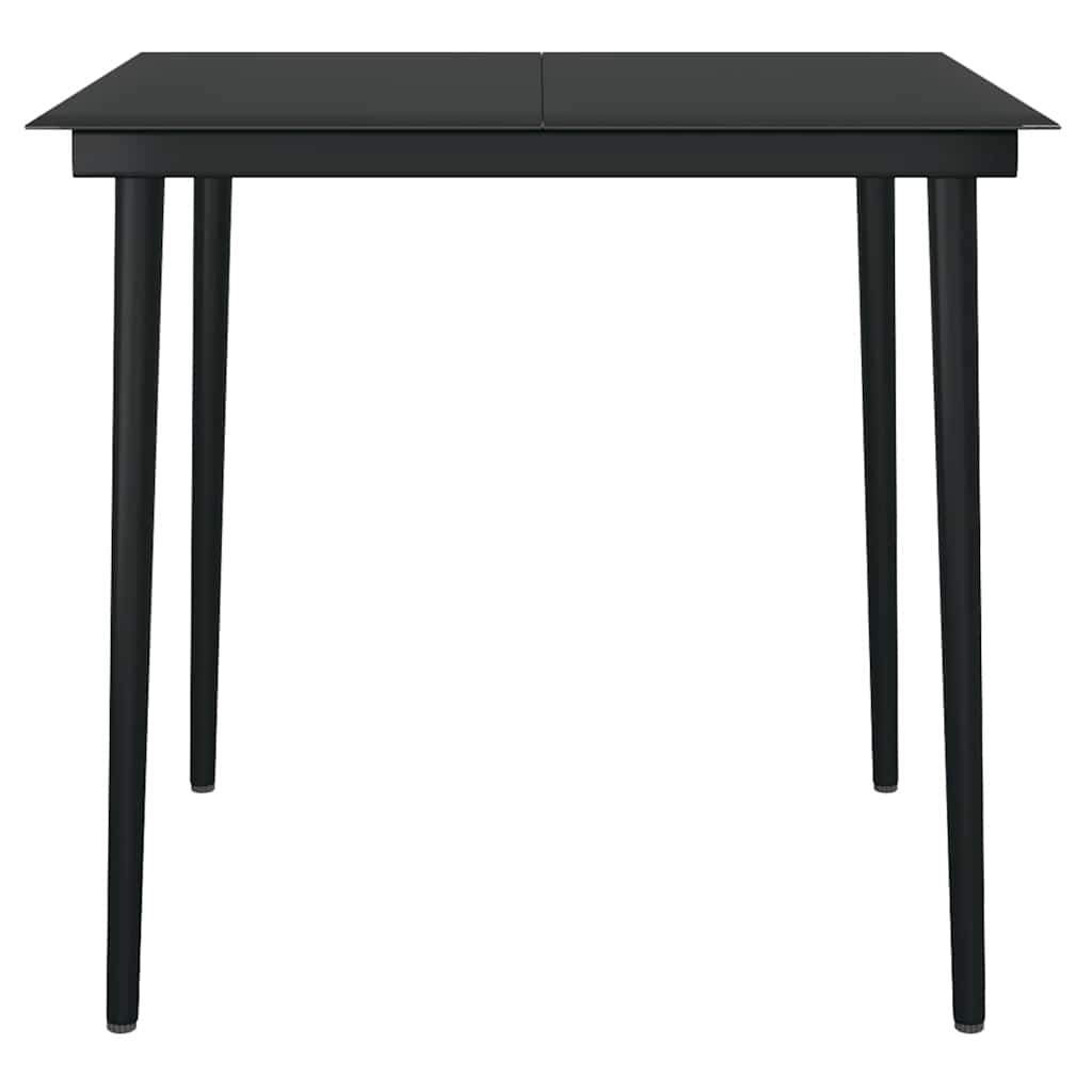 3 Piece Garden Dining Set Poly Rattan Glass Black