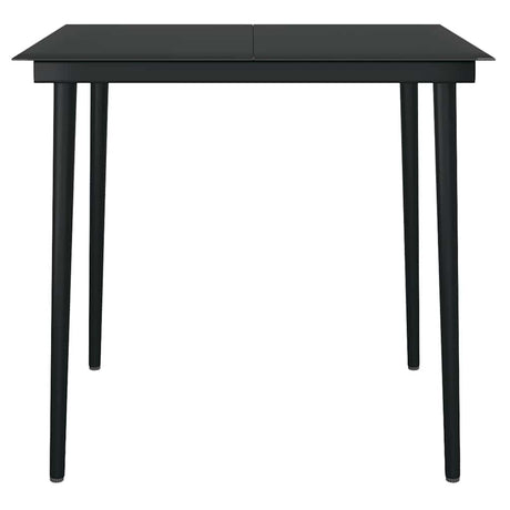 3 Piece Garden Dining Set Poly Rattan Glass Black