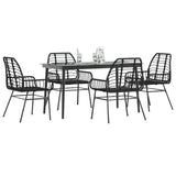 3 Piece Garden Dining Set Poly Rattan Glass Black