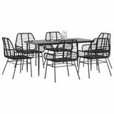3 Piece Garden Dining Set Poly Rattan Glass Black