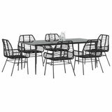 3 Piece Garden Dining Set Poly Rattan Glass Black