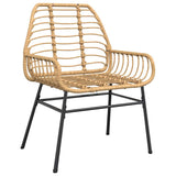 5 Piece Garden Dining Set Poly Rattan Glass Brown