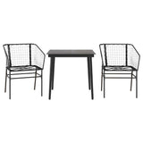 3 Piece Garden Dining Set Poly Rattan Glass Black