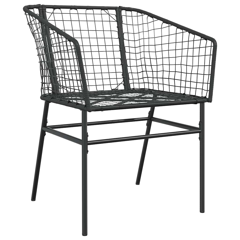 3 Piece Garden Dining Set Poly Rattan Glass Black