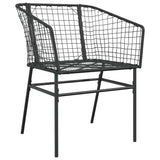 3 Piece Garden Dining Set Poly Rattan Glass Black