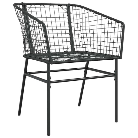 3 Piece Garden Dining Set Poly Rattan Glass Black
