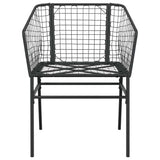 3 Piece Garden Dining Set Poly Rattan Glass Black