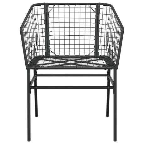 3 Piece Garden Dining Set Poly Rattan Glass Black