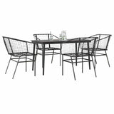 3 Piece Garden Dining Set Poly Rattan Glass Black
