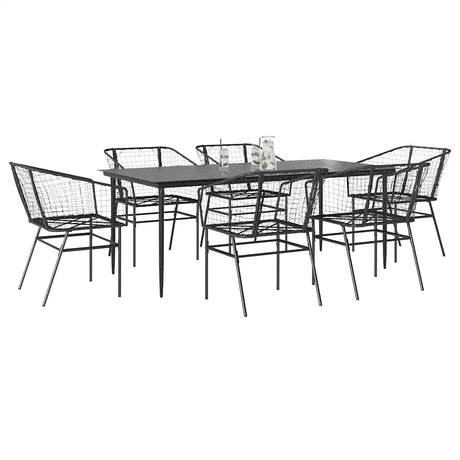 3 Piece Garden Dining Set Poly Rattan Glass Black