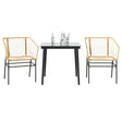 5 Piece Garden Dining Set Poly Rattan Glass Brown
