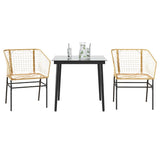 5 Piece Garden Dining Set Poly Rattan Glass Brown