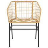 5 Piece Garden Dining Set Poly Rattan Glass Brown