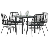 9 Piece Garden Dining Set Poly Rattan Glass