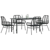 9 Piece Garden Dining Set Poly Rattan Glass
