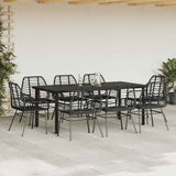 9 Piece Garden Dining Set Poly Rattan Glass