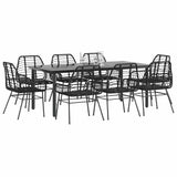 9 Piece Garden Dining Set Poly Rattan Glass