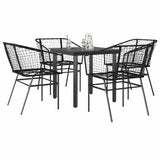 9 Piece Garden Dining Set Poly Rattan Glass