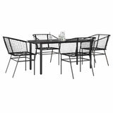 9 Piece Garden Dining Set Poly Rattan Glass
