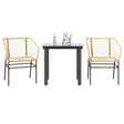 9 Piece Garden Dining Set Poly Rattan Glass
