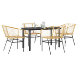 9 Piece Garden Dining Set Poly Rattan Glass