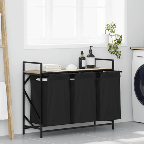 Laundry Basket 3 Compartments With Shelf