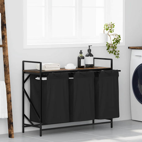 Laundry Basket 3 Compartments With Shelf
