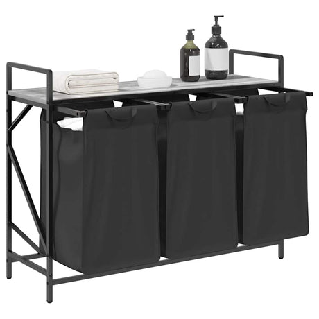 Laundry Basket 3 Compartments With Shelf