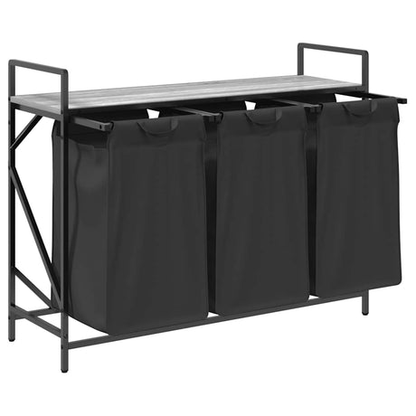 Laundry Basket 3 Compartments With Shelf
