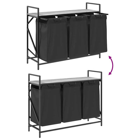 Laundry Basket 3 Compartments With Shelf