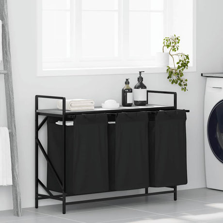 Laundry Basket 3 Compartments With Shelf