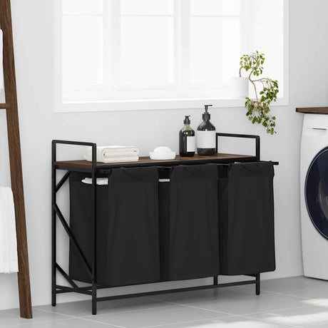 Laundry Basket 3 Compartments With Shelf