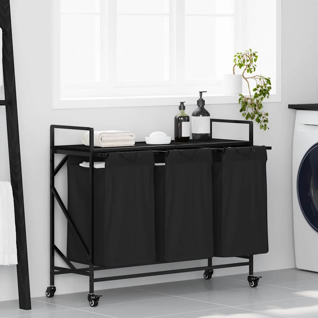 Laundry Basket 2 Compartments With Wheels