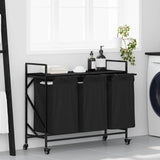 Laundry Basket 2 Compartments With Wheels