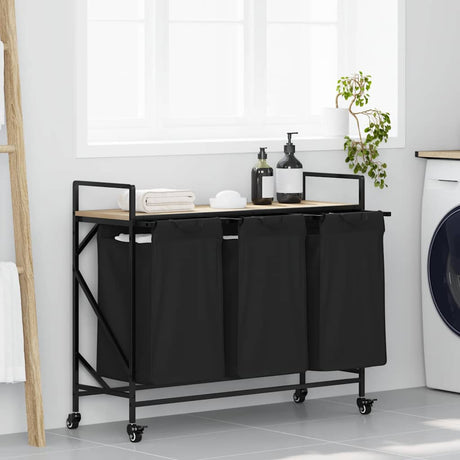 Laundry Basket 2 Compartments With Wheels