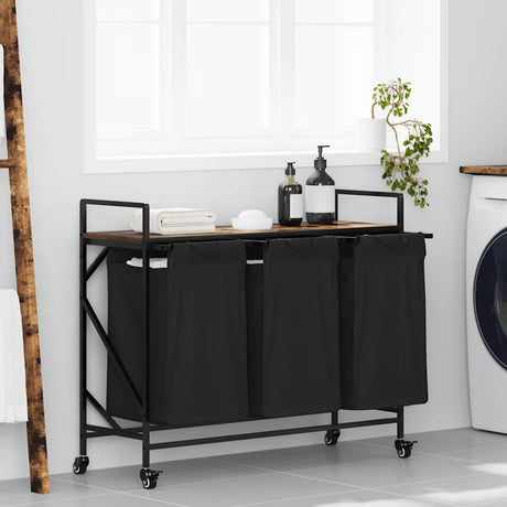 Laundry Basket 2 Compartments With Wheels