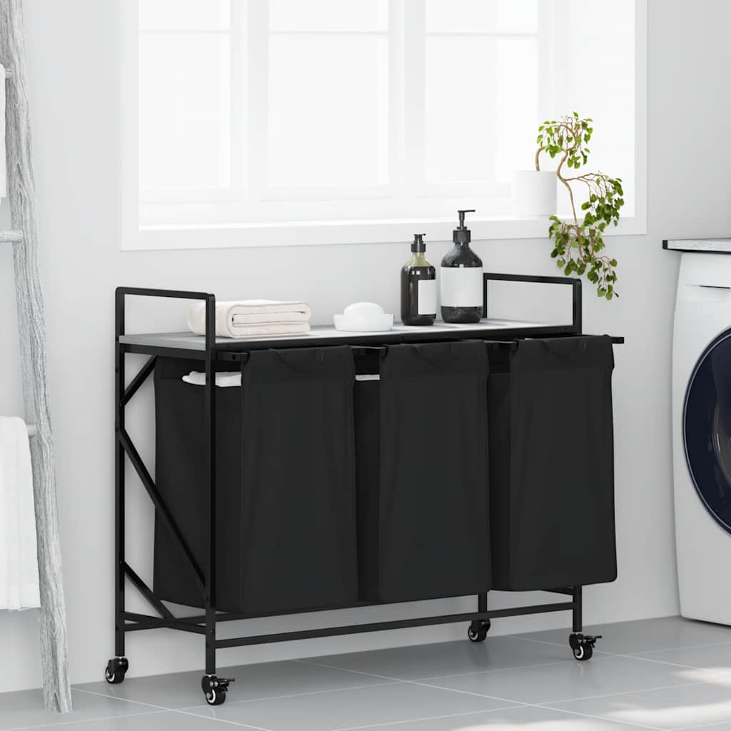 Laundry Basket 2 Compartments With Wheels