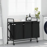 Laundry Basket 2 Compartments With Wheels