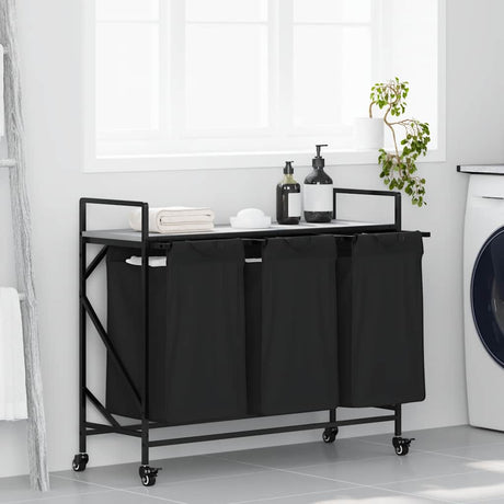 Laundry Basket 2 Compartments With Wheels